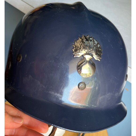 Vintage French Helmet Blue Plastic Gendarmerie Paramilitary Liner Straps - Picture 2 of 10